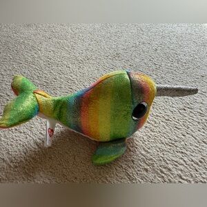 TY Beanie Boos Nori Narwhal Whale Plush Stuffed Animal Toy Rainbow 7” Unicorn